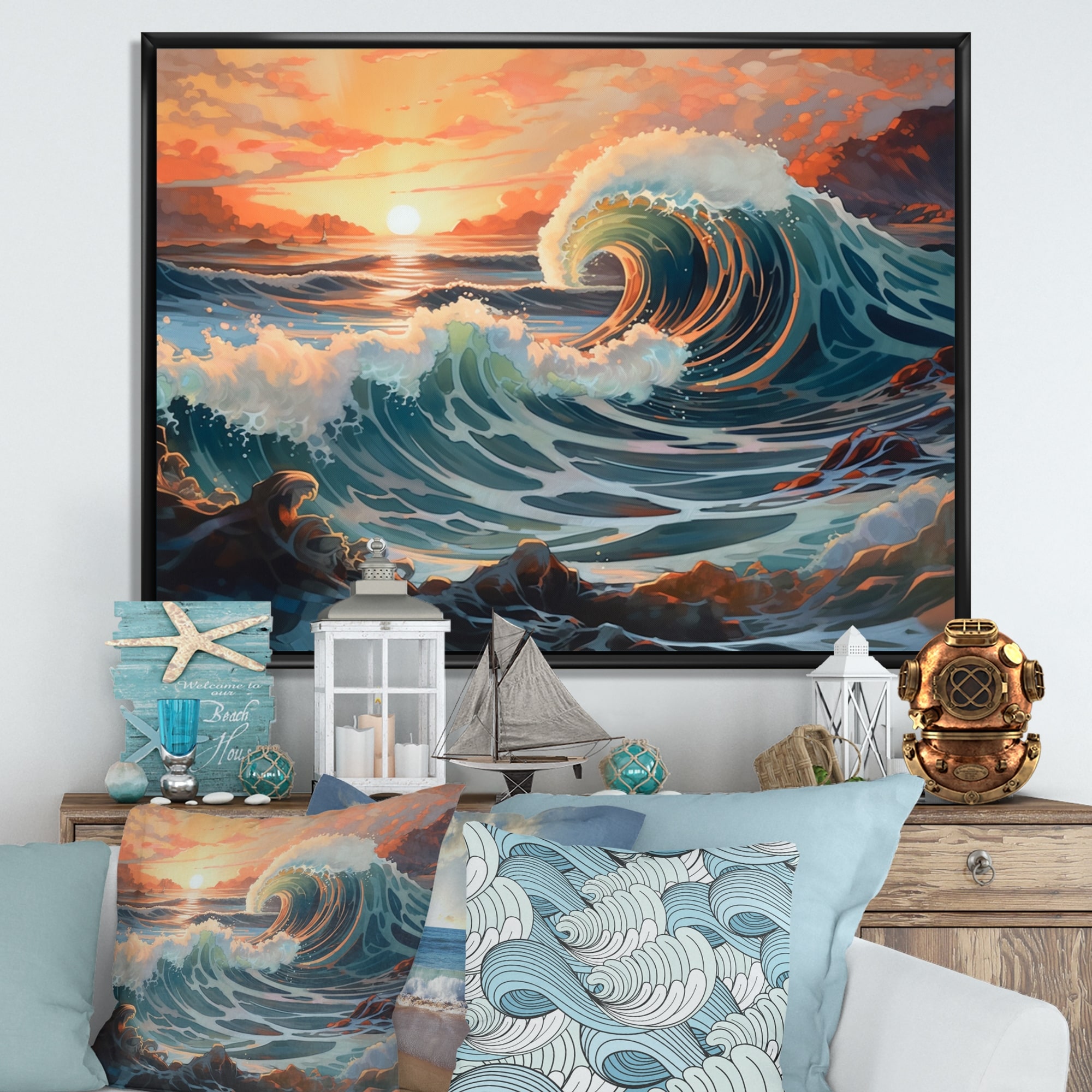 Picture Perfect International Small Waves by The Shore Giclee Print Canvas Wall Art, 24 Inches x 36 Inches x 1.5 Inches