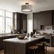 preview thumbnail 6 of 10, 15.5" Farmhouse 3-Light Distressed White Wood Drum Semi-Flush Mount Ceiling Light - 15.5" D x 15.5" W x 10.7" H