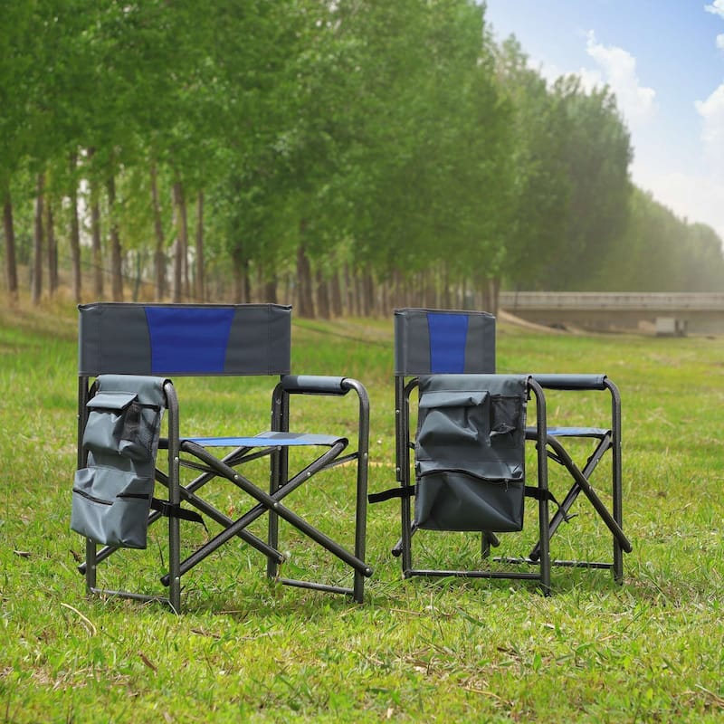 Patio Folding Picnic Chair With Storage Pockets