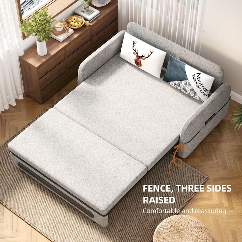 4 in 1 Convertible Sofa Bed with Hidden Storage Modern Sleeper Chair for Small Spaces, Dorms, and Home Offices