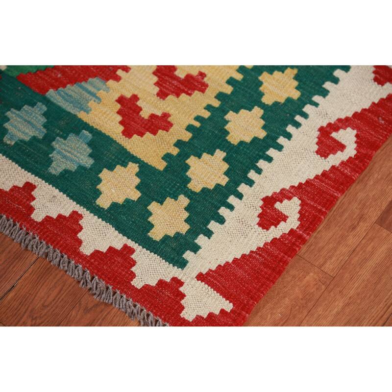 Hand Woven Oriental 100% Wool Carpet Southwestern All-Over Multi-Colored Kilim Area Rug - 7' 9'' X 5' 10''