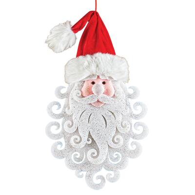 Hanging Glittered Santa Claus Wall and Door Christmas Decor - 13.75 x 23.75 x 2.63