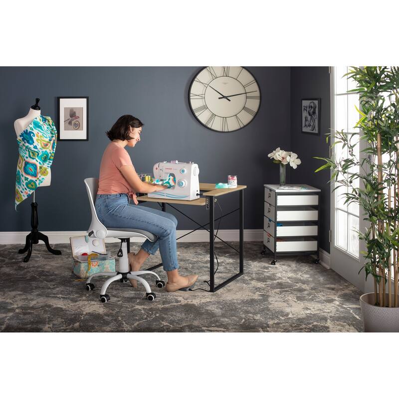 Sew Ready Dart Wood Top Sewing Table with Folding Top