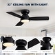 preview thumbnail 7 of 28, 32" Smart Gold & White Flush Mount Dimmable Ceiling Fan - 32''