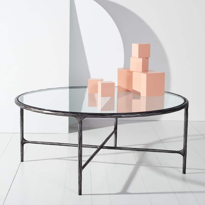 SAFAVIEH Couture Venanzia Round Metal Coffee Table - 36" W x 36" L x 15" H - 36"W x 36"D x 15"H