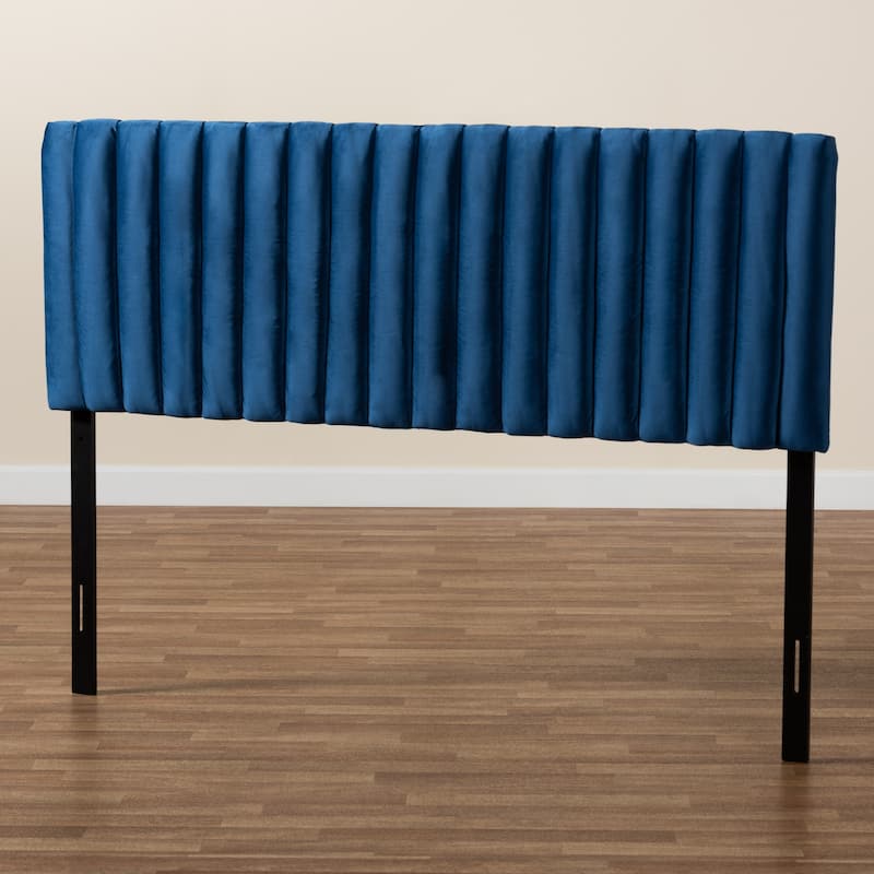 Emile Contemporary Channel-tufed Upholstered Queen Headboard-Navy Blue