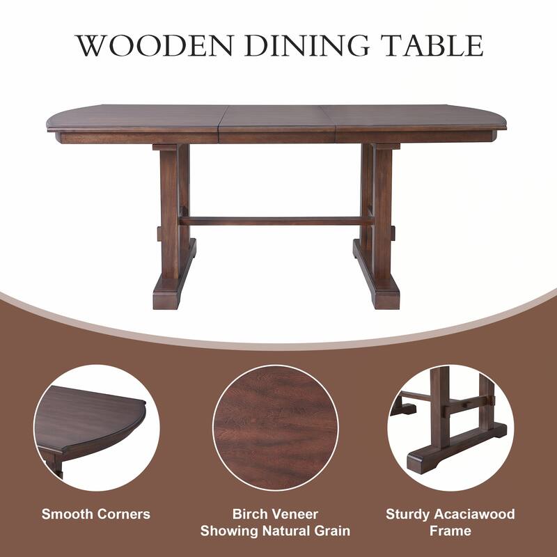 60"-78"Farmhouse Large Expanding Table for 4-8 (Cherry)