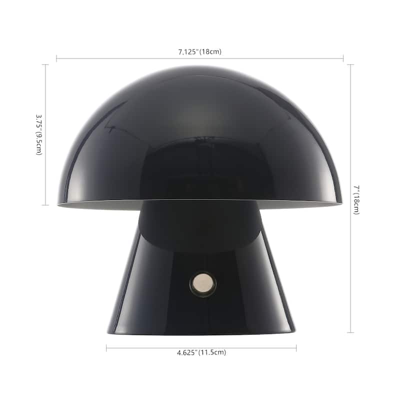 Alyson 7" Contemporary Bohemian Rechargeable/Cordless Iron Integrated LED Mushroom Table Lamp, by JONATHAN Y
