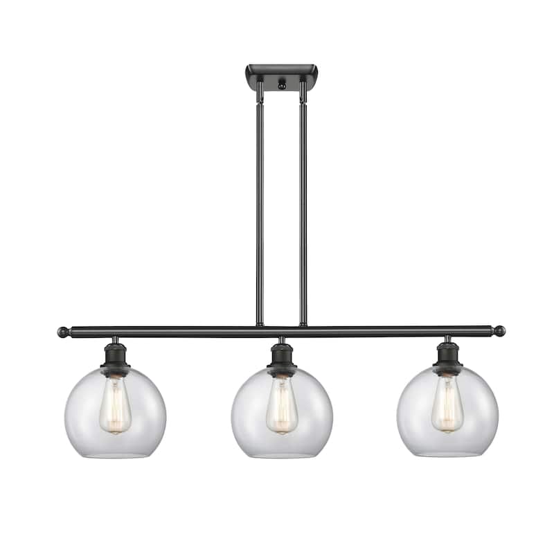 Innovations Lighting Athens 3 Light 36" Island Light - 8" Shade - Clear/Matte Black