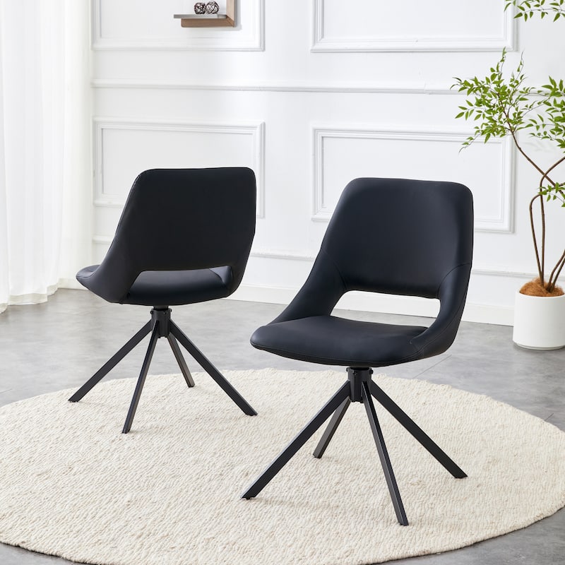Comfortable Swivel Dining Chairs Set of 2, Metal Kitchen Chairs with GoldMesh Scratch-Resistant Leather and High Back