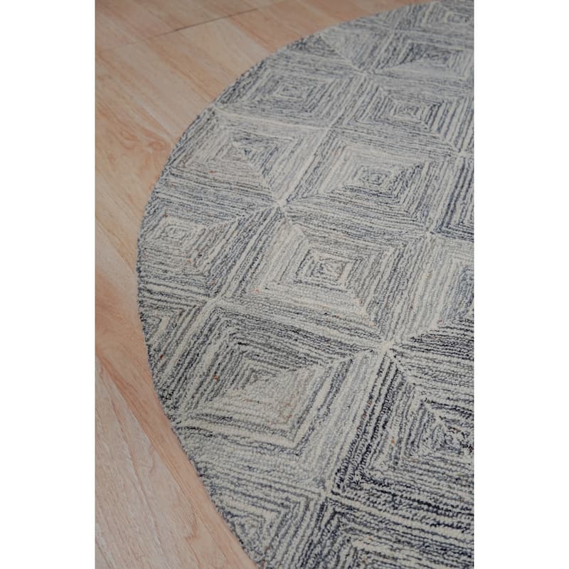 Hand-tufted Wool MULTY GREY Transitional Geometric Modern Tufted Rug - 6' x 6'