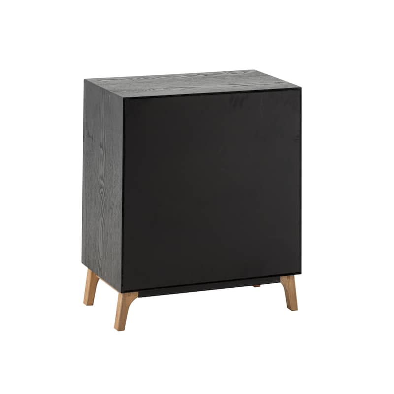 COZAYH Modern Farmhouse Nightstand, Drawer with Handcrafted Wood Ring Motif