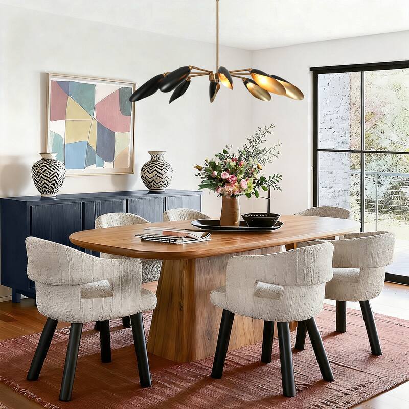 Modern 8-Light Large Black Gold Wheel Chandelier Metal Pendant Lights for Dining Room with Adjustable Head