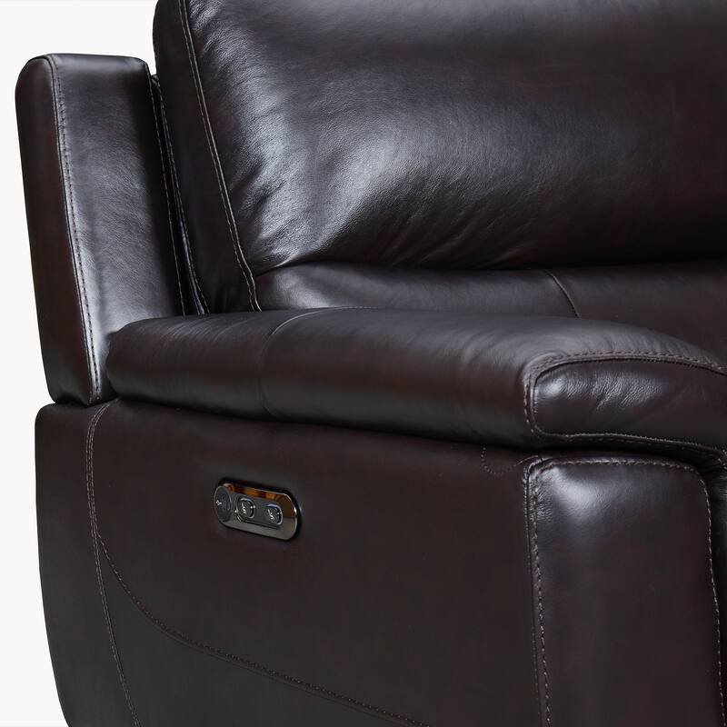 Lizette 78" Dove Gray or Brown Leather Power Recliner Sofa with USB