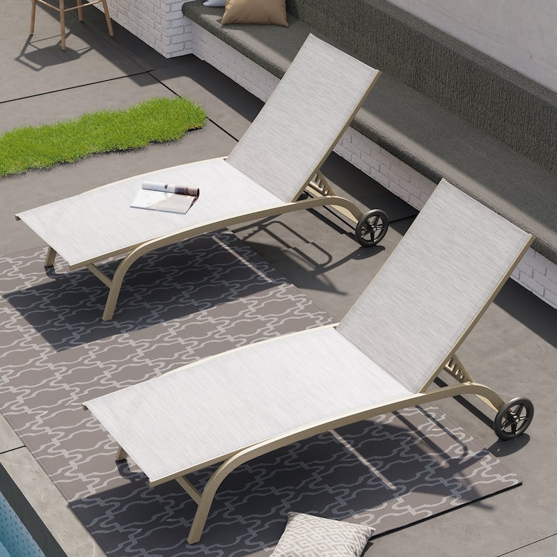 Crestlive Outdoor Adjustable Chaise Lounge Chairs with Wheels - See the Picture