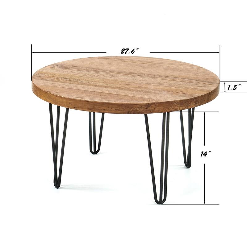 Greenage Wood End Table with Iron Legs