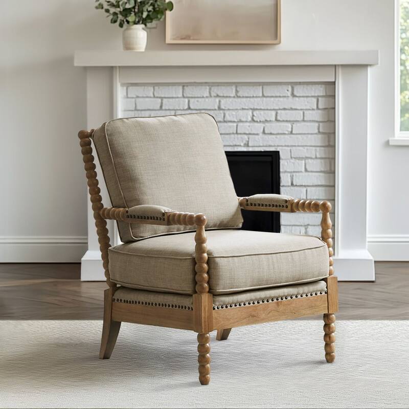 Madison Park Donohue Turned Wood Frame Armchairs (Set of Two) - 25.5"W x 32"D x 35.75"H
