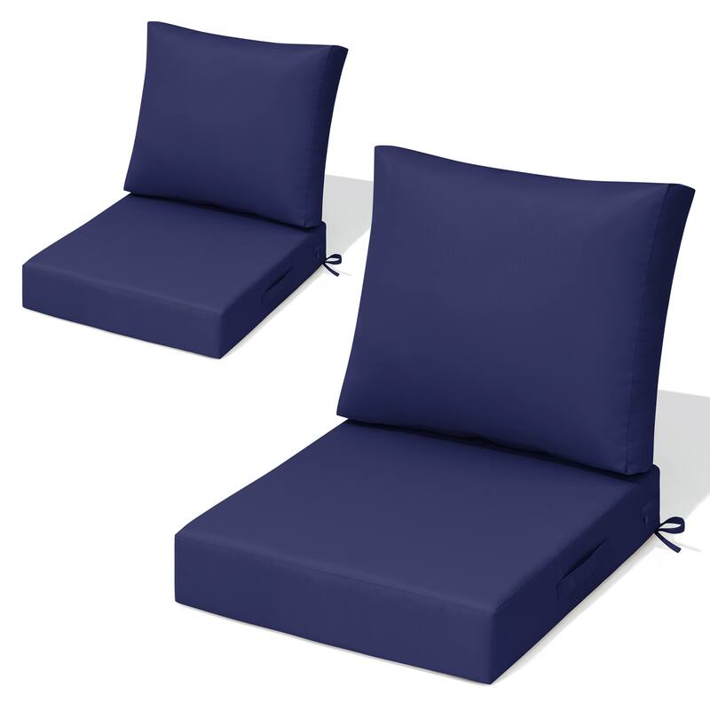 Outdoor Deep Seat Cushion Set Patio Furniture Cushions with Removable Cover for Chair Sofa Couch - 2-Set - Navy Blue, 2-Set