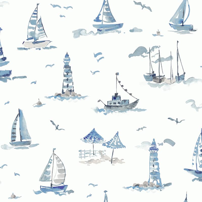 NuWallpaper Set Sail Blue Peel and Stick Wallpaper - N/A