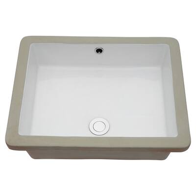 Lordear 20" Undermount Bathroom Vessel Sink Rectangle Modern Porcelain Ceramic Lavatory Bathroom Sink