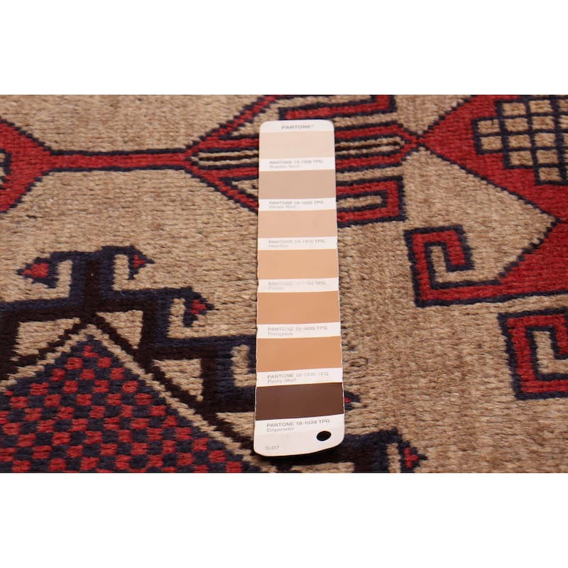 ECARPETGALLERY Hand-knotted Royal Baluch Tan Wool Rug - 3'2 x 6'2