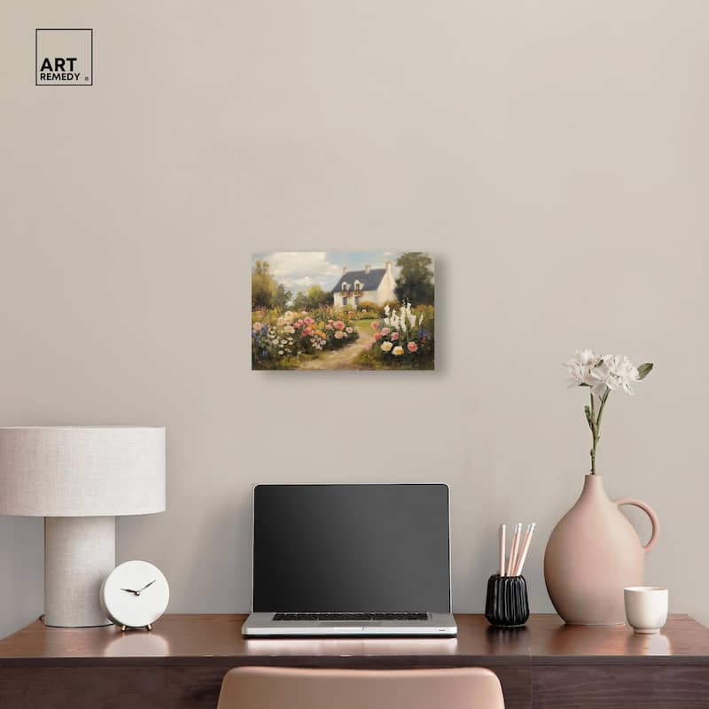 Floral Welcome Canvas by Art Remedy, Gallery Wrapped