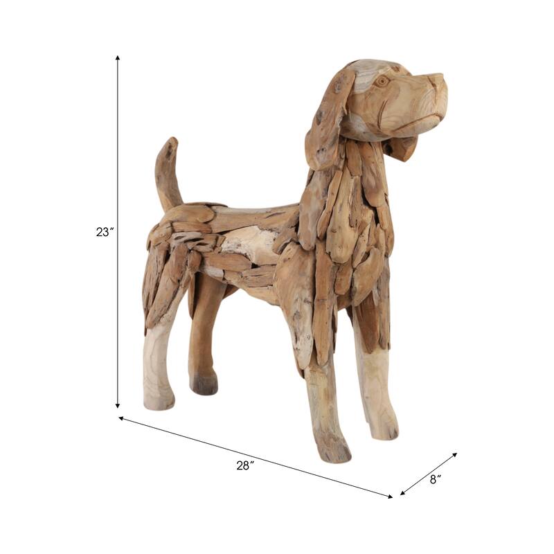 Driftwood Hound Beagle Dog Sculpture Decorative Art - 28" Brown - 28" x 8" x 23"