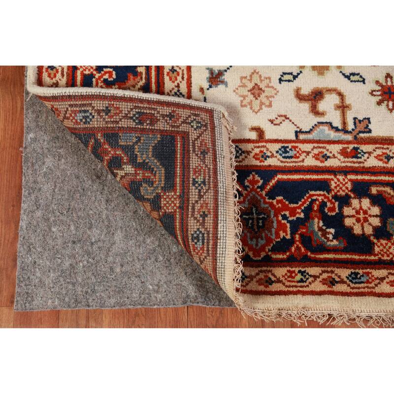 Hand Knotted Oriental 100% Wool Carpet Traditional Geometric Beige & Ivories Heriz (serapi) Area Rug - 9' 1'' X 6' 0''