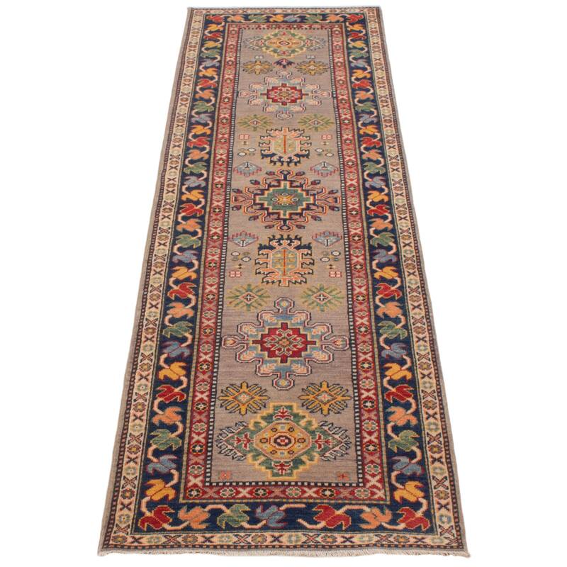 ECARPETGALLERY Hand-knotted Uzbek Ghazni Taupe Wool Rug - 2'8 x 9'6