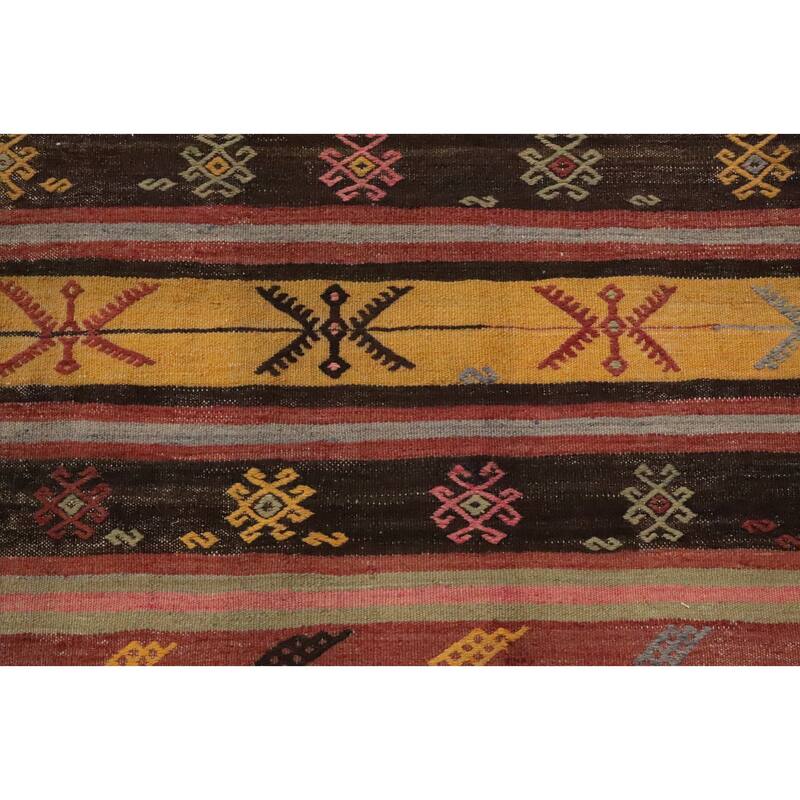 Hand Woven Oriental 100% Wool Carpet Southwestern Tribal Oranges & Rust Kilim Area Rug - 8' 9'' X 6' 3''