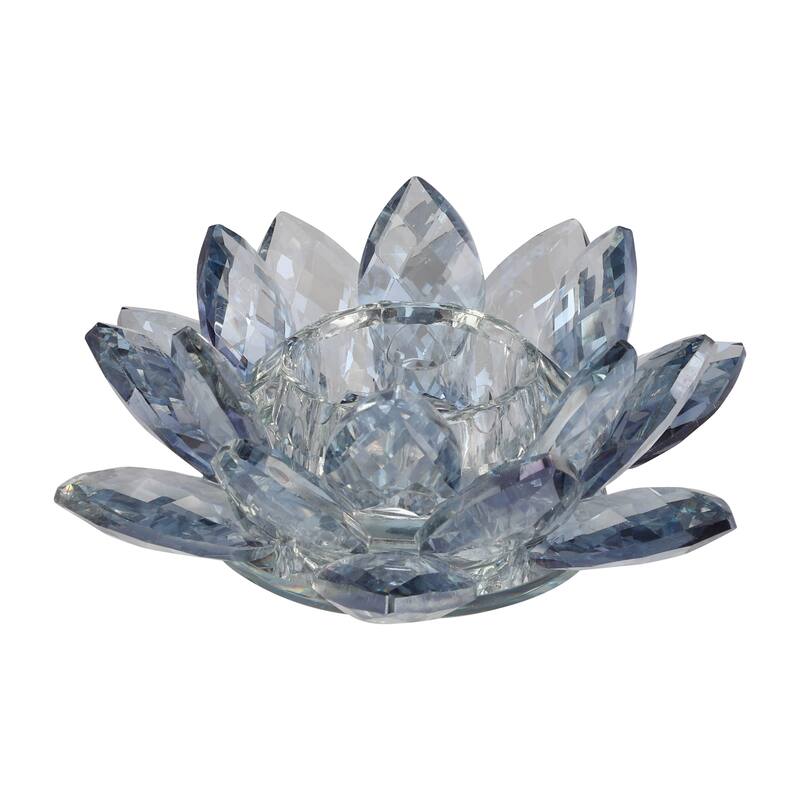 Iridescent Glass Crystal Lotus Votive Candle Holder