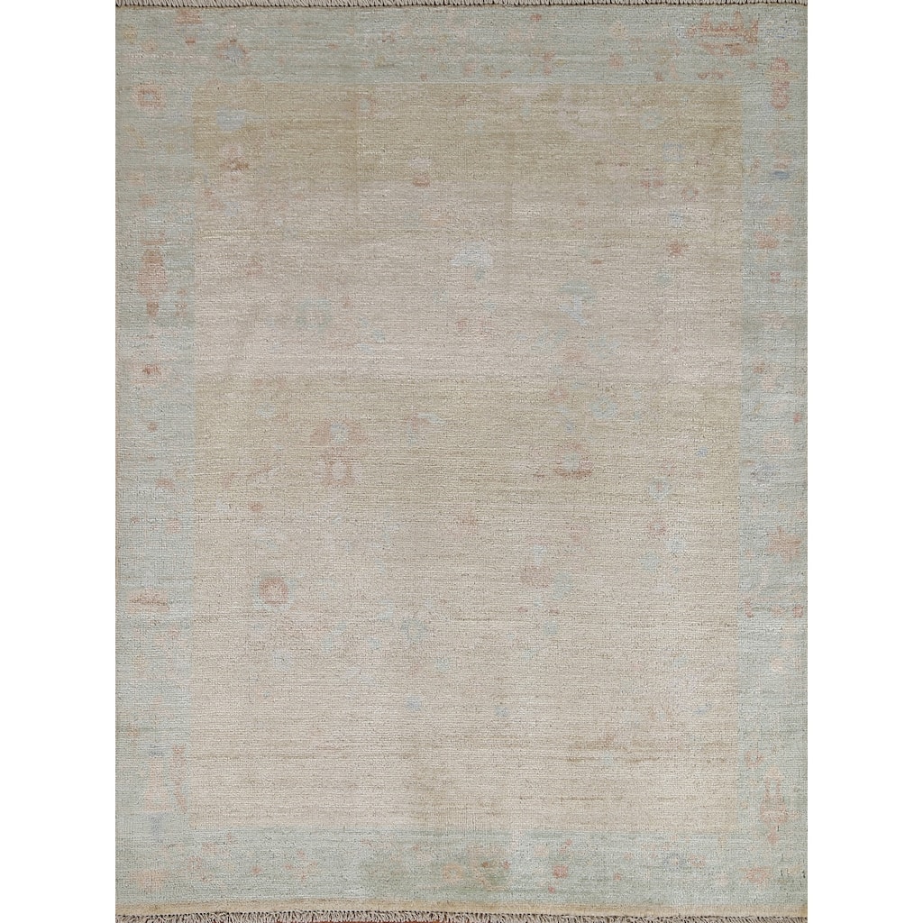 Hand Knotted Oriental 100% Wool Carpet Traditional Geometric Beige & Ivories Art Deco Area Rug - 4' 11'' X 4' 0''