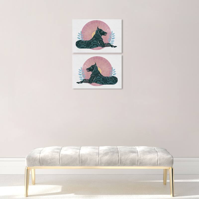 Wynwood Studio Canvas Animals Spoted King SET Green and Emerald Mid-Century Modern Wall Art Canvas Print - 16 x 24