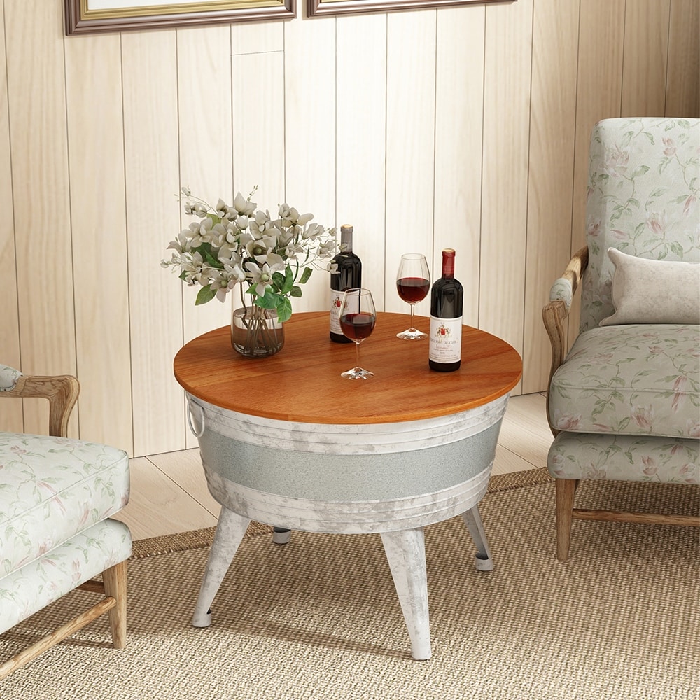 Galvanized tub outlet coffee table