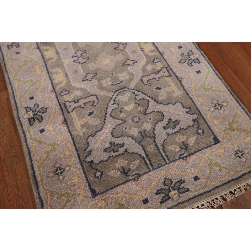 Transitional Oushak Oriental Runner Rug Hand-Knotted Wool Carpet - 2'7" x 9'9"