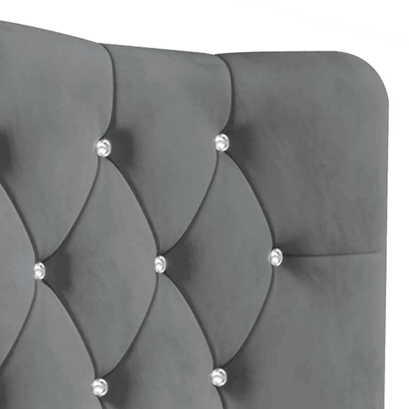 CraftPorch Velvet Button Tufted Curved Adjustable Headboard