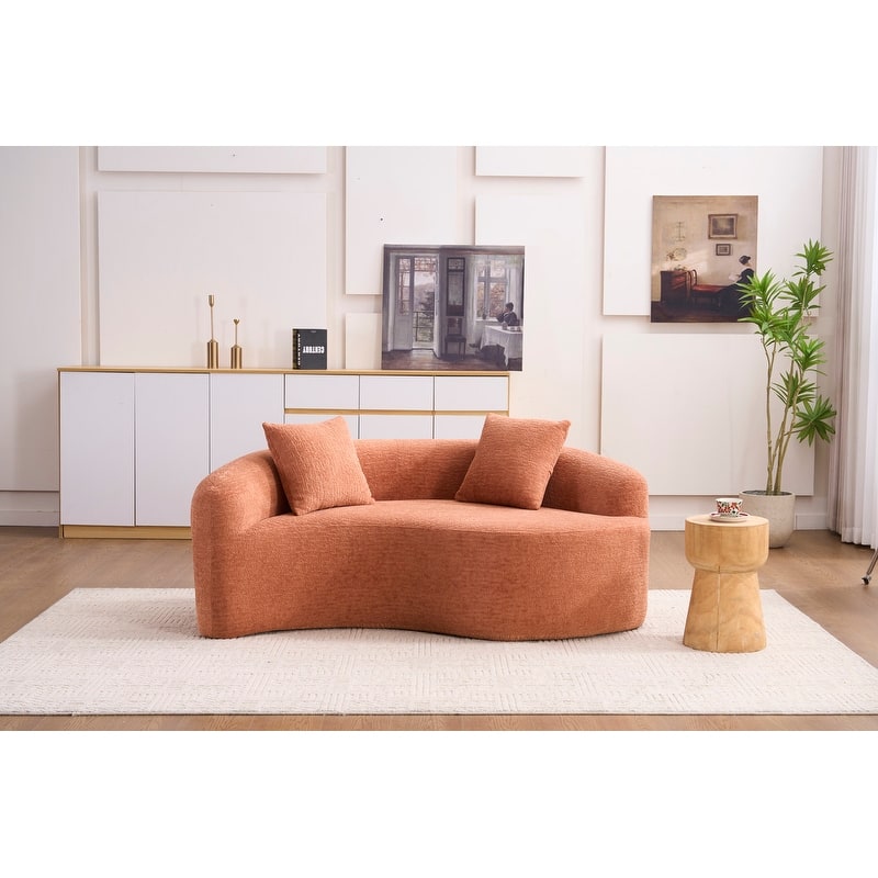 Single S-Curved Chenille Sofa Chair, No Assembly