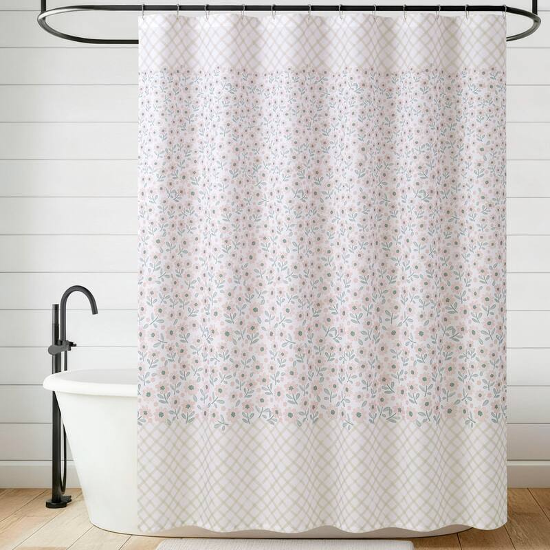 Jessica Simpson 13-Piece Shower Curtain and Hooks Set - Blush Multi