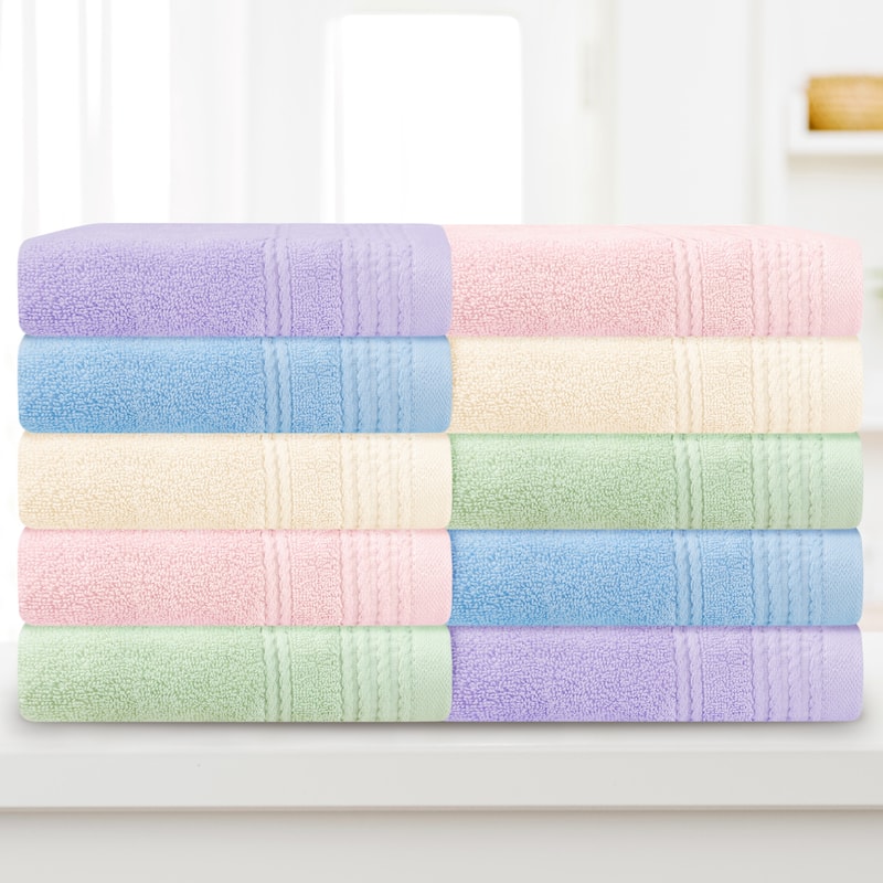 2 Pack Striped Pattern Hand Towels Set, Comfort and Quick Drying Towel for Bathroom, Gym, Camp 14" x 30"
