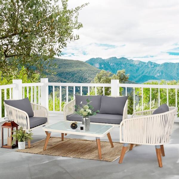 Folding Wood Outdoor Bench Acacia Garden Bench 2-Person Loveseat Chair With Curved Backrest & Armrest