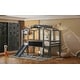 preview thumbnail 18 of 16, Twin Size Loft Bed House Bed with Ladder and Slide with Blackboard and Light Strip on the Roof