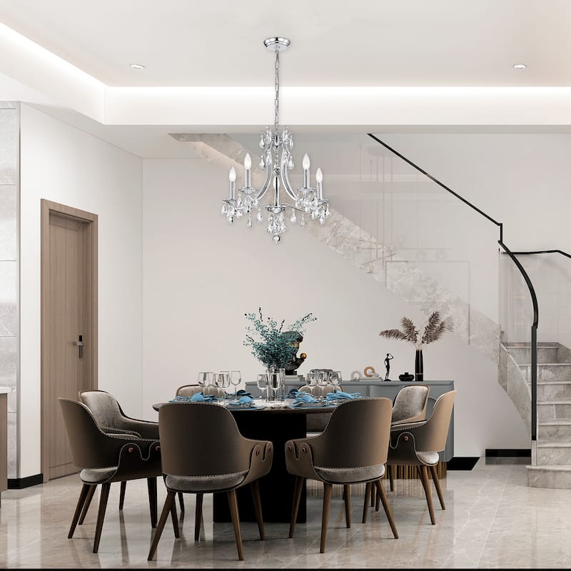 Chrome Finish 5-Light Candle Style Chandelier with Crystal Hanging
