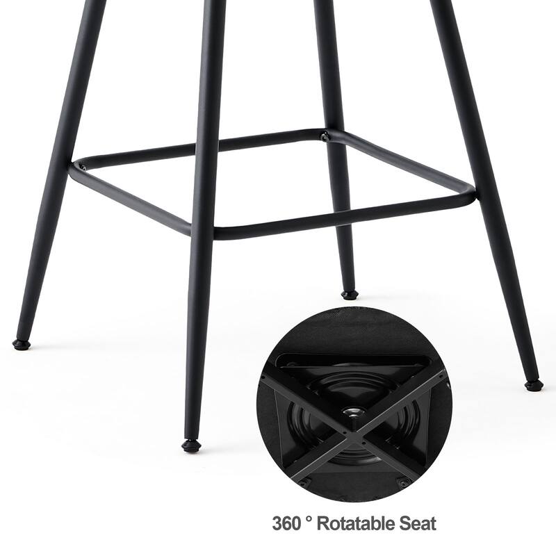 Upholstered Swivel Counter/ Bar Stools with Rattan Back