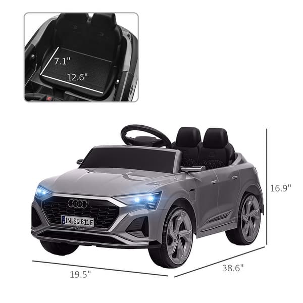 dimension image slide 0 of 2, Qaba Audi Q8 e-tron Sportback Licensed 12V Kids Ride on Car, Battery Powered Kids Electric Car Remote 4 Spring Suspension Wheels
