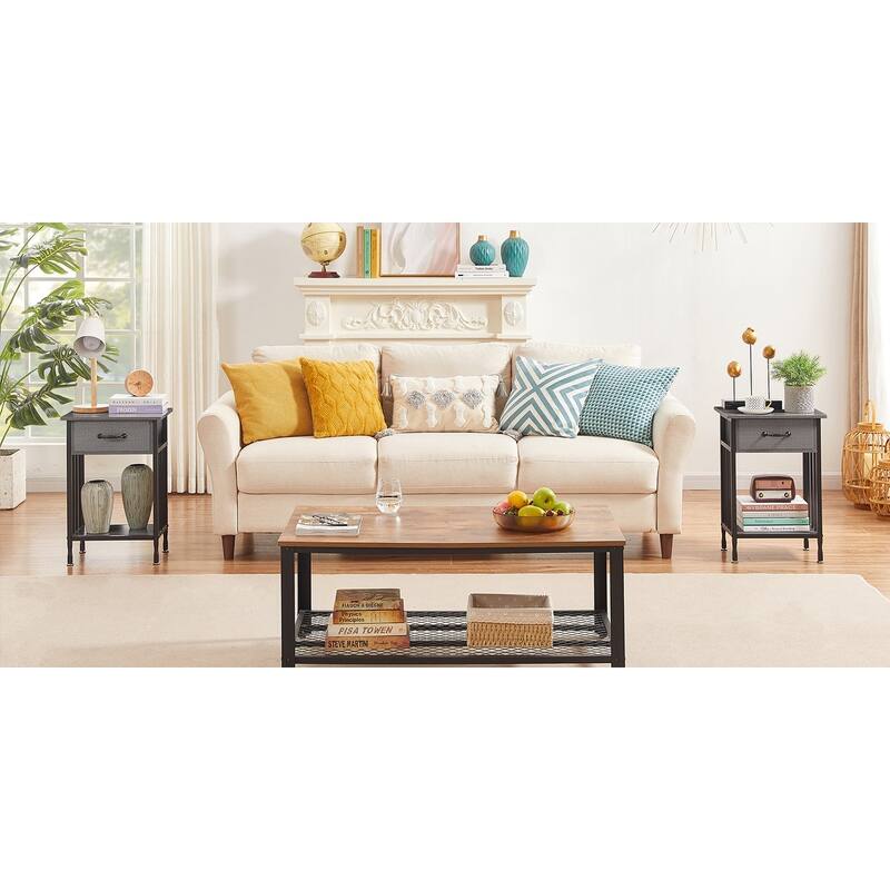 VECELO Modern Nightstand with Drawer and Storage Shelf