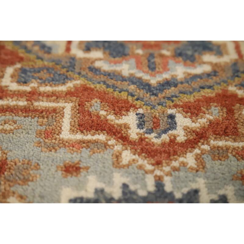 Geometric Heriz Serapi Runner Rug Hand-Knotted Bedroom Wool Carpet - 2'7" x 8'0"