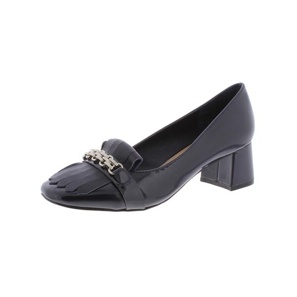 patent heeled loafers