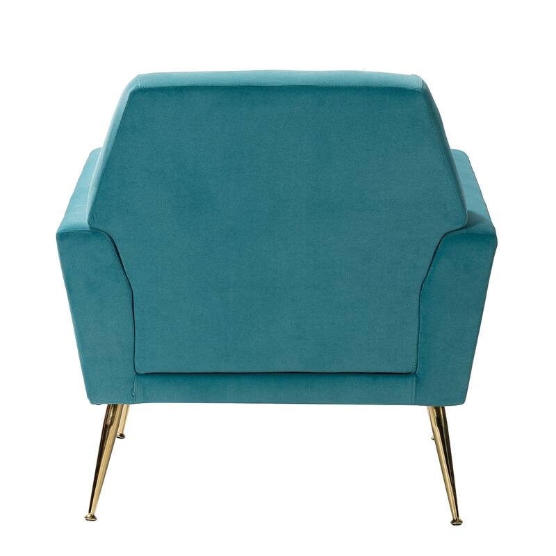 Lilia Contemporary Velvet Upholstered Tufted Back Armchair with Metal Golden legs Set of 2 by HULALA HOME