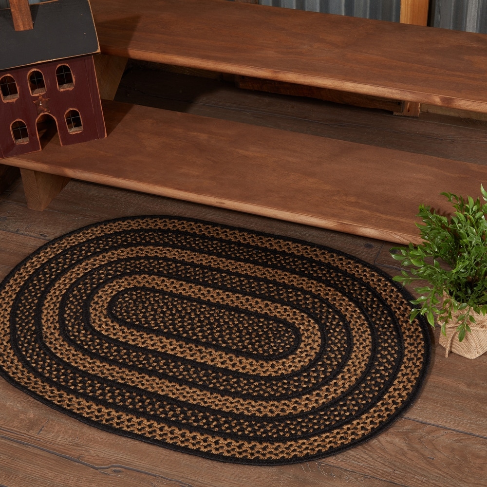 Heavy Duty Oval Shape Braided Jute Door Mats for Entryways 2 x 3 ft