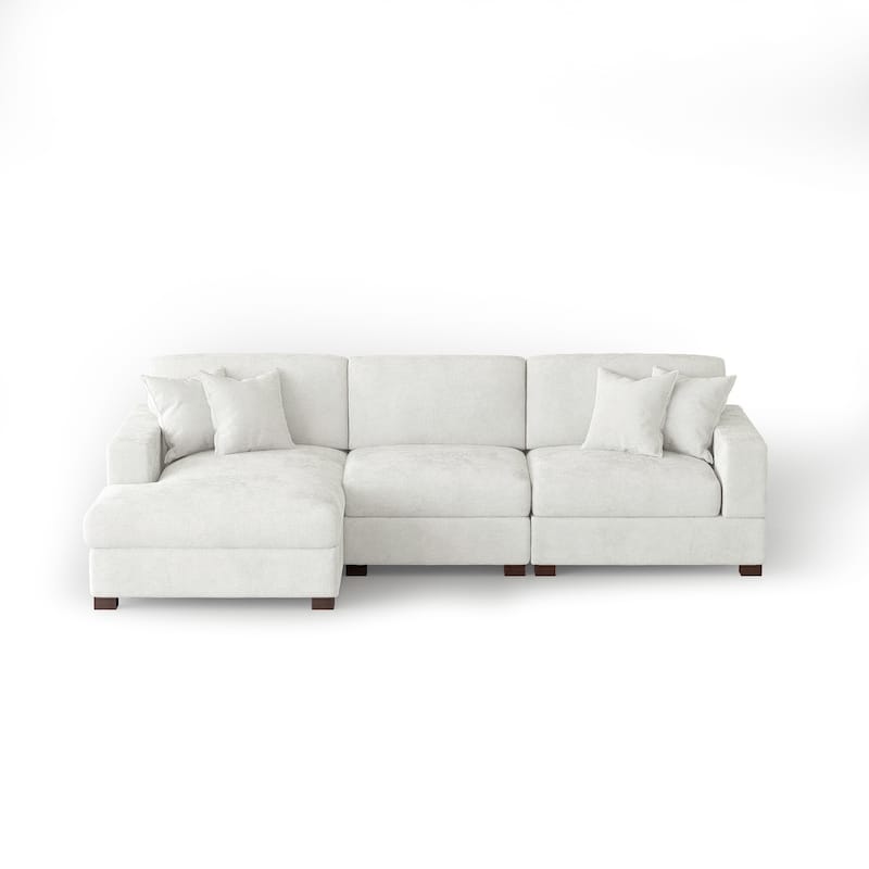 Modern Oversized Chenille Modular Sectional Sofa With Chaise